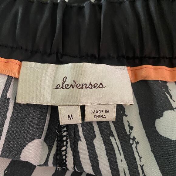 Anthropologie Elevenses Wide Leg Pants Womens Sz M Black White Printed High Rise - Picture 4 of 6